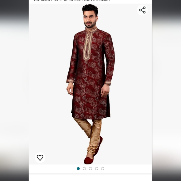 Embroidered Kurta Red Shirt - Picture 2 of 11
